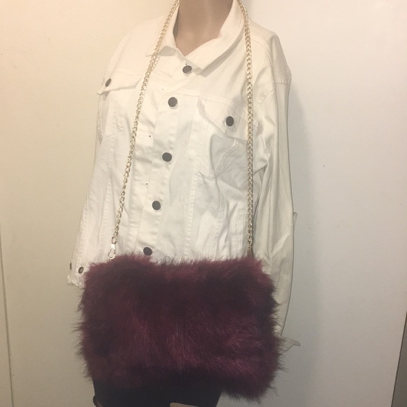 Red Burgundy handbag crossbody gold chain purse - Picture 2 of 11